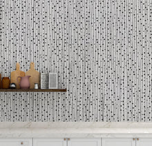 Carregar imagem no visualizador da galeria, Stylish Hand-drawn Thin Vertical Lines and Dots Wall Mural Pattern. Peel and Stick Wallpaper. #6346