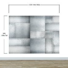 Carregar imagem no visualizador da galeria, Stainless Steel Metal Grunge Design Wall Mural. Industrial Theme Peel and Stick Wallpaper. #6350