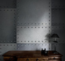 Carregar imagem no visualizador da galeria, Stainless Steel Metal Grunge Design Wall Mural. Industrial Theme Peel and Stick Wallpaper. #6350
