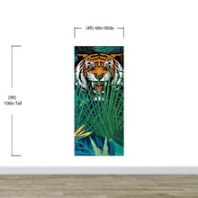Carregar imagem no visualizador da galeria, Hidden Tiger Behind Jungle Leaves Wall Mural. Peel and Stick Wallpaper. Safari Wildlife Illustration. #6351