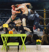 Load image into Gallery viewer, Boxing Match Painting Artwork Wall Mural. Stag at Sharkey's (1909) painting by George Wesley Bellows. #6353