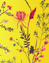 Load image into Gallery viewer, Botanical Flower Garden With Yellow Orange Background Wall Mural. Blossom Flower Decor. #6355