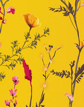 Load image into Gallery viewer, Botanical Flower Garden With Yellow Orange Background Wall Mural. Blossom Flower Decor. #6355