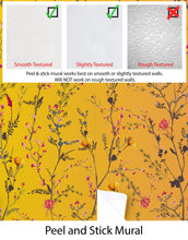 Load image into Gallery viewer, Botanical Flower Garden With Yellow Orange Background Wall Mural. Blossom Flower Decor. #6355