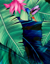 Carregar imagem no visualizador da galeria, Rainforest Jungle Tropical Wallpaper. Green Flowers and Palm Tree Leaves Design. #6357