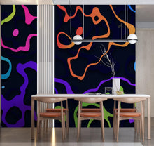 Carregar imagem no visualizador da galeria, Colorful Abstract Fluid Lines Wallpaper. Peel and Stick Wall Mural. #6358
