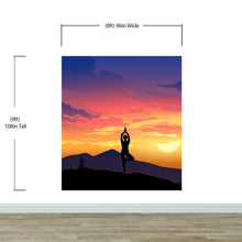 Carregar imagem no visualizador da galeria, Yoga Meditating On Top of Mountain View Wall Mural. Calm Sunrise Design Peel and Stick Wallpaper. #6364