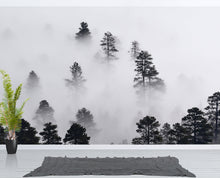 Carregar imagem no visualizador da galeria, Foggy Forest Wallpaper Black and White Wall Mural. #6368