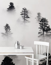 Carregar imagem no visualizador da galeria, Foggy Forest Wallpaper Black and White Wall Mural. #6368