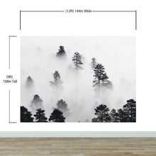 Carregar imagem no visualizador da galeria, Foggy Forest Wallpaper Black and White Wall Mural. #6368