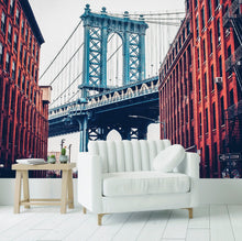 Carregar imagem no visualizador da galeria, New York City Wall Mural Peel and Stick Wallpaper. Vintage Dumbo NYC. Brooklyn NY Landscape Wallpaper. #6369