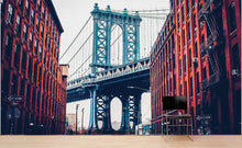 Carregar imagem no visualizador da galeria, New York City Wall Mural Peel and Stick Wallpaper. Vintage Dumbo NYC. Brooklyn NY Landscape Wallpaper. #6369