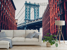 Carregar imagem no visualizador da galeria, New York City Wall Mural Peel and Stick Wallpaper. Vintage Dumbo NYC. Brooklyn NY Landscape Wallpaper. #6369