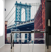 Carregar imagem no visualizador da galeria, New York City Wall Mural Peel and Stick Wallpaper. Vintage Dumbo NYC. Brooklyn NY Landscape Wallpaper. #6369