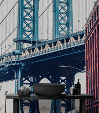 Carregar imagem no visualizador da galeria, New York City Wall Mural Peel and Stick Wallpaper. Vintage Dumbo NYC. Brooklyn NY Landscape Wallpaper. #6369