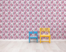 Carregar imagem no visualizador da galeria, Pink Mermaid Wall Mural. Magical Cute Mermaid and Seahorse in Ocean Peel and Stick Wallpaper. #6371