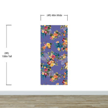 Carregar imagem no visualizador da galeria, Tropical Flower Wall Mural. Paradise Botanical Flowers and Leave Purple Very Peri Color Background. #6376
