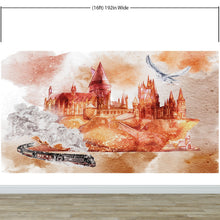 Carregar imagem no visualizador da galeria, Wizardly World Wall Mural. Fantasy Theme with Castle / Train / Owl Peel and Stick Wallpaper. #6373