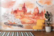 Carregar imagem no visualizador da galeria, Wizardly World Wall Mural. Fantasy Theme with Castle / Train / Owl Peel and Stick Wallpaper. #6373