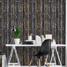 Carregar imagem no visualizador da galeria, Glamour Gold Stripe Wall Mural. White and Purple Dot Peel and Stick Wallpaper. #6378