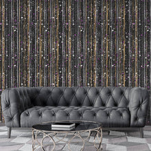 Carregar imagem no visualizador da galeria, Glamour Gold Stripe Wall Mural. White and Purple Dot Peel and Stick Wallpaper. #6378