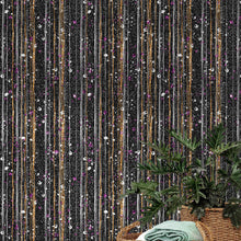 Carregar imagem no visualizador da galeria, Glamour Gold Stripe Wall Mural. White and Purple Dot Peel and Stick Wallpaper. #6378