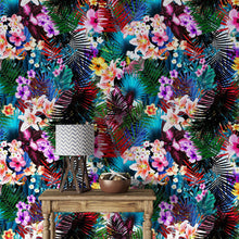 Carregar imagem no visualizador da galeria, Colorful Tropical Foliage Pattern Wall Mural. Peel and Stick Wallpaper. #6382