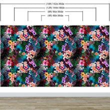 Carregar imagem no visualizador da galeria, Colorful Tropical Foliage Pattern Wall Mural. Peel and Stick Wallpaper. #6382