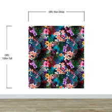 Carregar imagem no visualizador da galeria, Colorful Tropical Foliage Pattern Wall Mural. Peel and Stick Wallpaper. #6382