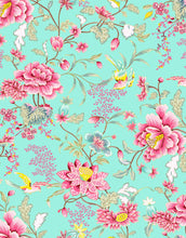 Carregar imagem no visualizador da galeria, Mint Color Flower Pattern Wall Mural. Tropical Botanical Floral Peel and Stick Wallpaper. #6387