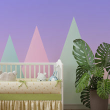 Carregar imagem no visualizador da galeria, Geometric Triangular Mountain Wall Mural. Pastel Color Peel and Stick Wallpaper. #6388