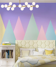 Carregar imagem no visualizador da galeria, Geometric Triangular Mountain Wall Mural. Pastel Color Peel and Stick Wallpaper. #6388