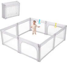Cargar imagen en el visor de la galería, COSOLA Baby Playpen for Toddlers, Foldable Playpen Safe Anti-Fall Play Yard, Visible Mesh Play Pen with Zipper Gate, Baby Fence Play Area with Pull-up