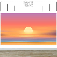 Carregar imagem no visualizador da galeria, Orange Sunset Over Beach Wall Mural. Blurred Abstract Sunset Over Coastline. #6393