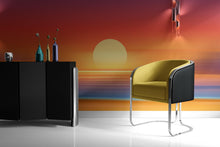 Carregar imagem no visualizador da galeria, Orange Sunset Over Beach Wall Mural. Blurred Abstract Sunset Over Coastline. #6393