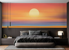 Carregar imagem no visualizador da galeria, Orange Sunset Over Beach Wall Mural. Blurred Abstract Sunset Over Coastline. #6393