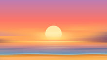 Carregar imagem no visualizador da galeria, Orange Sunset Over Beach Wall Mural. Blurred Abstract Sunset Over Coastline. #6393