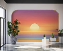 Carregar imagem no visualizador da galeria, Orange Sunset Over Beach Wall Mural. Blurred Abstract Sunset Over Coastline. #6393