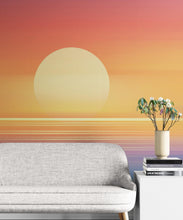 Carregar imagem no visualizador da galeria, Orange Sunset Over Beach Wall Mural. Blurred Abstract Sunset Over Coastline. #6393