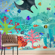 Load image into Gallery viewer, Aquarium Underwater Marine Sea Life Wall Mural. #6397