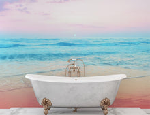 Carregar imagem no visualizador da galeria, Pastel Color Sunset over the Ocean Horizon Wall Mural. Beach Theme Peel and Stick Wallpaper. #6400