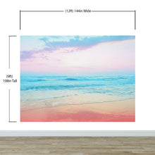 Carregar imagem no visualizador da galeria, Pastel Color Sunset over the Ocean Horizon Wall Mural. Beach Theme Peel and Stick Wallpaper. #6400