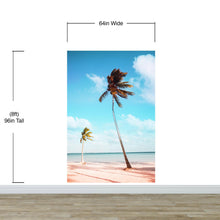 Carregar imagem no visualizador da galeria, Palm Tree on Beach Coastline Wall Mural. Tropical Theme Peel and Stick Wallpaper Decor. #6401