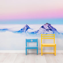 Carregar imagem no visualizador da galeria, Pastel Color Mountain View on Top of Clouds Wall Mural. Peel and Stick Wallpaper / Removable Wall Mural. #6402
