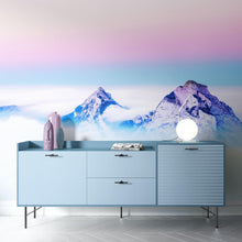 Carregar imagem no visualizador da galeria, Pastel Color Mountain View on Top of Clouds Wall Mural. Peel and Stick Wallpaper / Removable Wall Mural. #6402