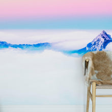 Carregar imagem no visualizador da galeria, Pastel Color Mountain View on Top of Clouds Wall Mural. Peel and Stick Wallpaper / Removable Wall Mural. #6402