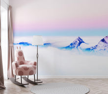 Carregar imagem no visualizador da galeria, Pastel Color Mountain View on Top of Clouds Wall Mural. Peel and Stick Wallpaper / Removable Wall Mural. #6402