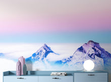 Carregar imagem no visualizador da galeria, Pastel Color Mountain View on Top of Clouds Wall Mural. Peel and Stick Wallpaper / Removable Wall Mural. #6402