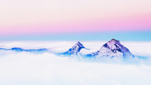 Carregar imagem no visualizador da galeria, Pastel Color Mountain View on Top of Clouds Wall Mural. Peel and Stick Wallpaper / Removable Wall Mural. #6402