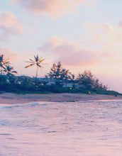 Carregar imagem no visualizador da galeria, Pastel Color Sunset over Paradise Beach Wall Mural. Pastel Pink and Blue Color Scheme Peel and Stick Wallpaper. #6404